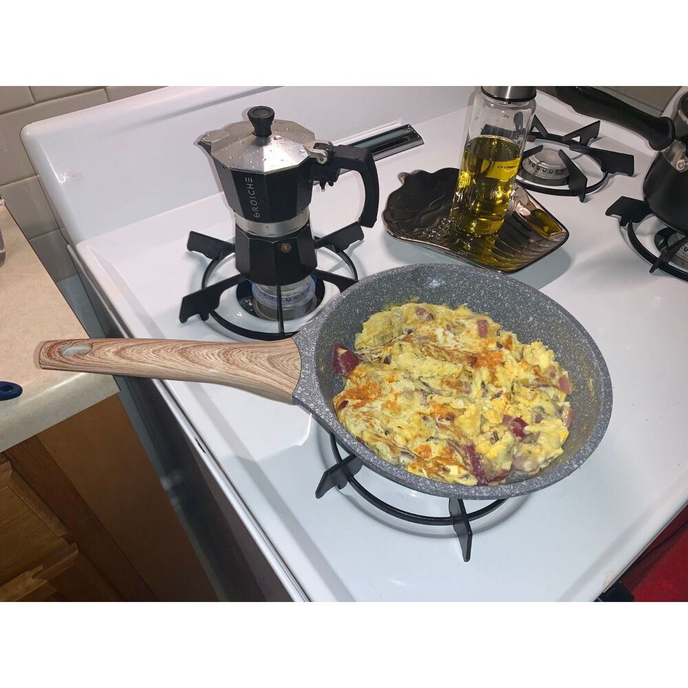 Nonstick Granite Frying Pan 8 Inch Skillet Stone Cookware Chef's Pan Gray